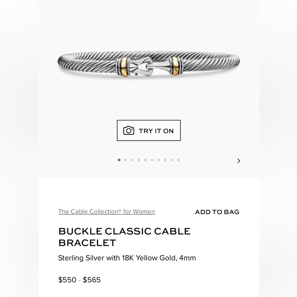 David Yurman 4mm buckle cable bangle
